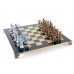 Шахматный набор "Лучники" бронза/патина синяя доска 44x44 см