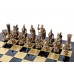 Шахматный набор "Греко-Римский" бронза/патина синяя доска 44x44 см