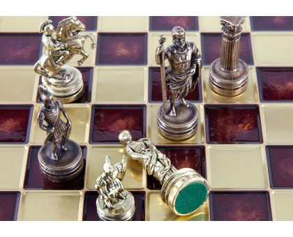 Шахматный набор "Греко-Римский" золото/бронза красная доска 44x44 см