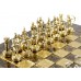 Шахматный набор "Лучники" золото/серебро коричневая доска 28х28 см