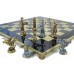 Шахматный набор "Олимпийские Игры" бронза/патина синяя доска 54x54 см