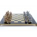Шахматный набор "Греческая Мифология" бронза/патина синяя доска 54x54 см