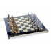 Шахматный набор "Греческая Мифология" бронза/патина синяя доска 54x54 см