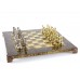 Шахматный набор "Греко-Римский" золото/серебро коричневая доска 28x28 см