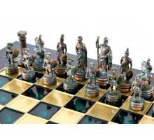 Шахматный набор "Греко-Римский" золото/антик зеленая доска 28x28 см