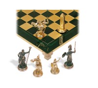 Шахматный набор "Греческая Мифология" золото/антик зеленая доска 36x36 см