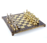 Шахматный набор "Олимпийские Игры" золото/серебро коричневая доска 36x36 см