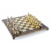 Шахматный набор "Олимпийские Игры" золото/серебро коричневая доска 36x36 см