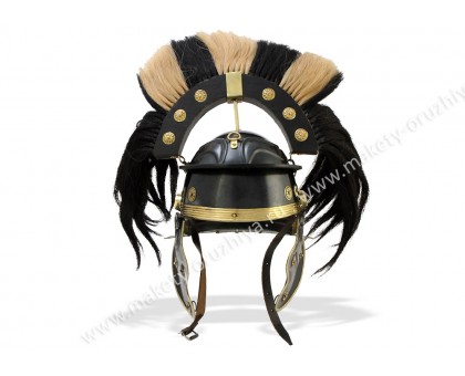 Шлем Римский с черно-светлым плюмажем