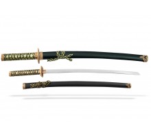 Набор самурайских мечей 2 шт. черные ножны бронзовая цуба