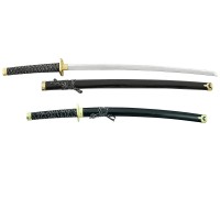 Набор самурайских мечей 2 шт. черные ножны золотая цуба