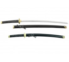 Набор самурайских мечей 2 шт. черные ножны золотая цуба