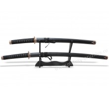 Набор самурайских мечей 2 шт. черные ножны матовые медная цуба