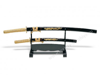 Набор самурайских мечей "Дракон Золотой" премиум-класса производство Япония