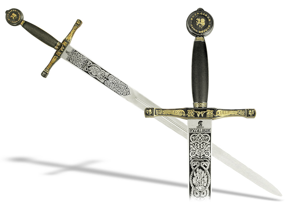 Высококачественный меч Эскалибур (Excalibur Sword) в золотой отделке ...
