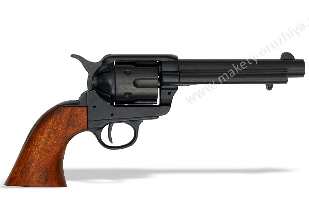 Реплика револьвера Colt Peacemaker с черным стволом 5½ деревянные накладки  DE-1106-N