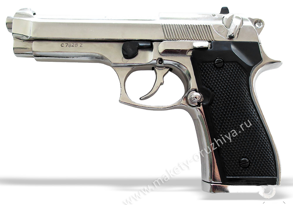 Муляж пистолета Беретта 92 никелированный (Beretta pistol 92) купить с ...
