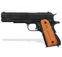 Пистолет Кольт м1911а1 45 калибра (Colt m1911a1) деревянные накладки с насечками разборный