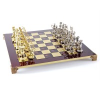 Шахматный набор "Лучники" золото/серебро красная доска 44x44 см
