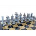 Шахматный набор "Греко-Римский" бронза/патина синяя доска 44x44 см