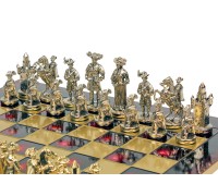 Шахматный набор "Рыцари Средневековья" золото/серебро красная доска 44x44 см