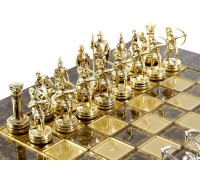 Шахматный набор "Лучники" золото/серебро коричневая доска 28х28 см