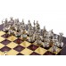 Шахматный набор "Лучники" золото/серебро красная доска 28х28 см