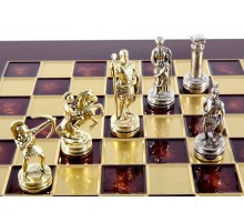 Шахматный набор "Лучники" золото/серебро красная доска 28х28 см