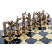 Шахматный набор "Греческая Мифология" бронза/патина синяя доска 36x36 см