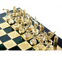 Шахматный набор "Олимпийские Игры" золото/бронза зеленая доска 36x36 см