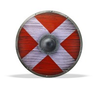 Щит круглый Викинга деревянный с умбоном «Крест»