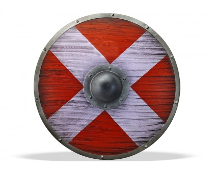 Щит круглый Викинга деревянный с умбоном «Крест»