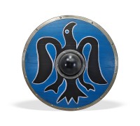 Щит круглый Викинга «Ворон Одина» деревянный с умбоном 