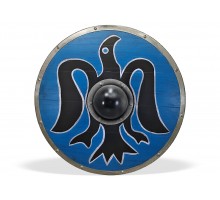 Щит круглый Викинга «Ворон Одина» деревянный с умбоном 