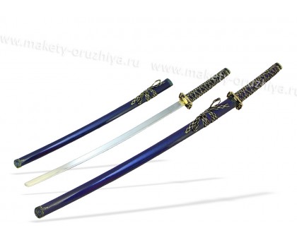 Набор самурайских мечей 2 шт. ножны синие цуба черно-золотая