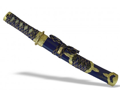 Японский нож Танто золотисто-синий