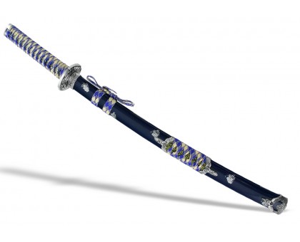 Вакидзаси самурайский меч серебристо-синий
