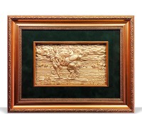 Панно "Поединок Пересвета с Челубеем на Куликовом поле" 46x36 см. сусальное золото