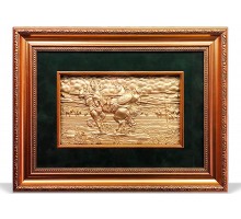 Панно "Поединок Пересвета с Челубеем на Куликовом поле" 46x36 см. сусальное золото