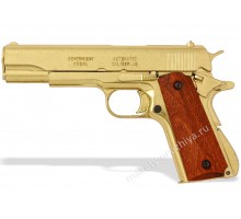 Пистолет Кольт м1911а1 золотой 45 калибра (Colt m1911a1) деревянные накладки разборный