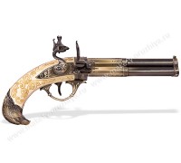 Пистолет трехствольный кремневый Франция 18 в. слоновая кость