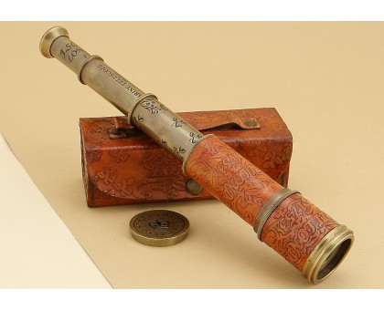 Подзорная труба "J. Scott London 1753" в кожаном футляре 46 см