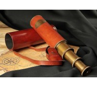 Подзорная труба "Royal Navy London 1915" винтажная обтянутая кожей в кожаном футляре 39 см