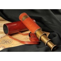 Подзорная труба "Royal Navy London 1915" винтажная обтянутая кожей в кожаном футляре 39 см
