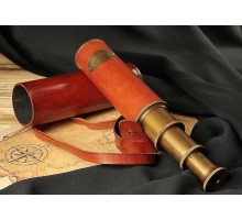 Подзорная труба "Royal Navy London 1915" винтажная обтянутая кожей в кожаном футляре 39 см