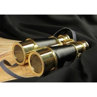 Бинокль декоративный винтажный "Black Admiral" латунь/кожа