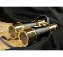 Бинокль декоративный винтажный "Black Admiral" латунь/кожа