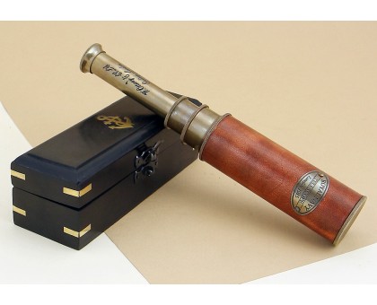 Подзорная труба "Royal Navy London 1915" винтажная обтянутая кожей 37 см